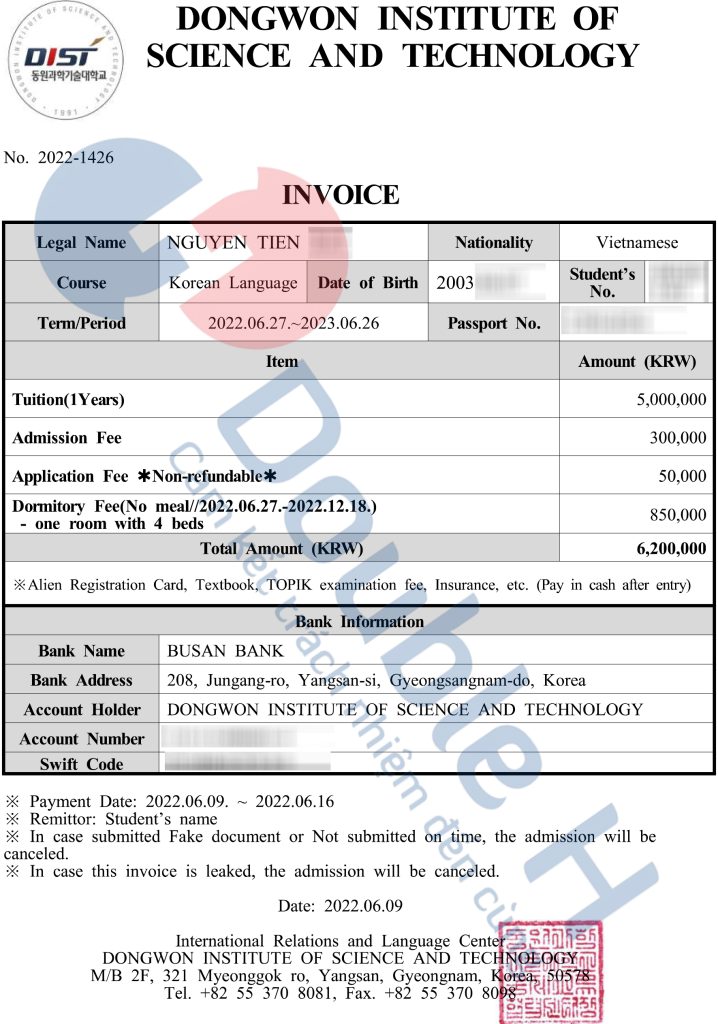 INVOICE-DONGWON