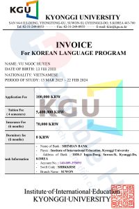Invoice từ Đại học Kyonggi