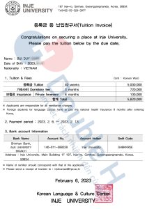 Chúc mừng các học sinh DoubleH nhận invoice từ Đại học Inje