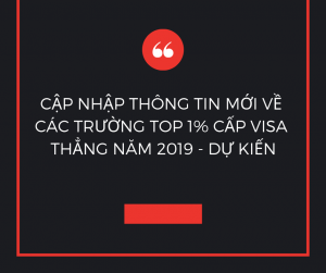 CẬP NHẬP THÔNG TIN MỚI VỀ CÁC TRƯỜNG TOP 1% CẤP VISA THẲNG NĂM 2019 – DỰ KIẾN